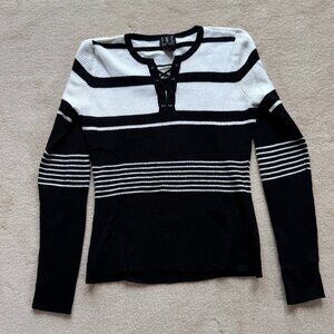 INC black and white knit sweater small petite
